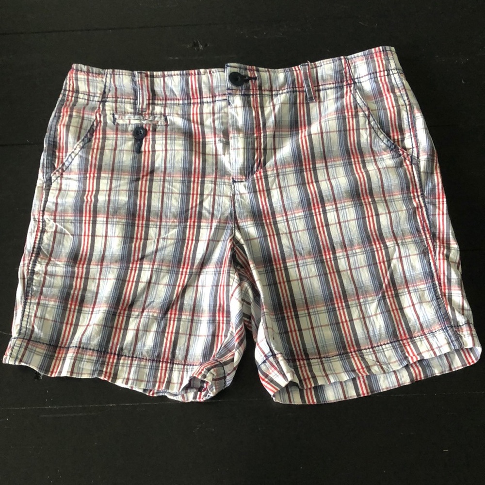 Faded Glory Shorts Women's Size 8 Plaid Red White‎ Blue